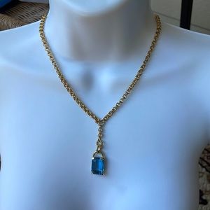 Park Lane signed blue and gold tone necklace EUC